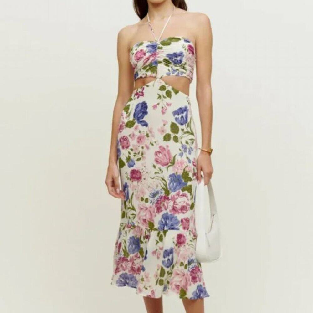 Reformation Raya Midi Dress Floral Size 0